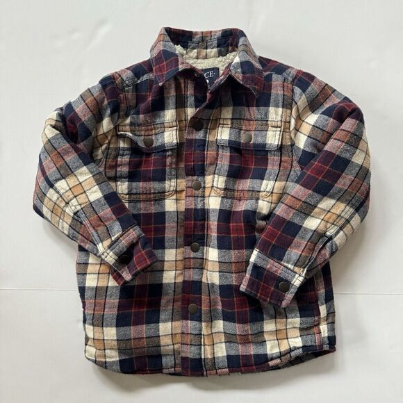 Place Other - Children’s Place Boys Plaid Sherpa Lined Jacket Shacket Long Sleeve XS/TP 4